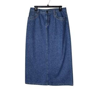 Y2K Denim Maxi Jean‎ Skirt 8P 90s Western Ranch Festival Cottagecore Farmhouse